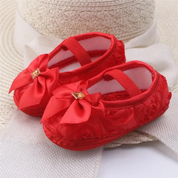 Chaussures coordonnantes pour bébé fille de 0 à 18 mois, souliers pour enfant, nouveau-né, grill, rose, gris, blanc, violet, avec nœud papillon - Image 5