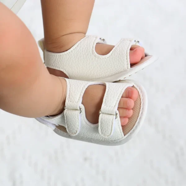 Baywell-Sandales d'été coordonnantes pour bébés, garçons et filles, nouveau-né, premiers marcheurs en PU, couleurs unies, 0-18 mois - Image 2