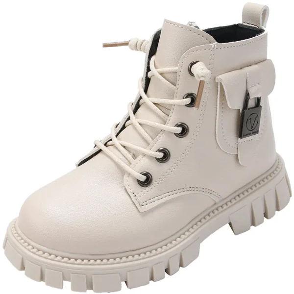 Bottes de rinçage en cuir PU pour enfants, bottes courtes pour tout-petits, garçons et filles, mode non ald, automne et hiver - Image 6