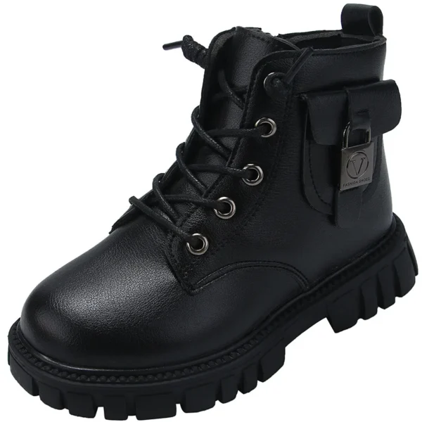 Bottes de rinçage en cuir PU pour enfants, bottes courtes pour tout-petits, garçons et filles, mode non ald, automne et hiver - Image 5