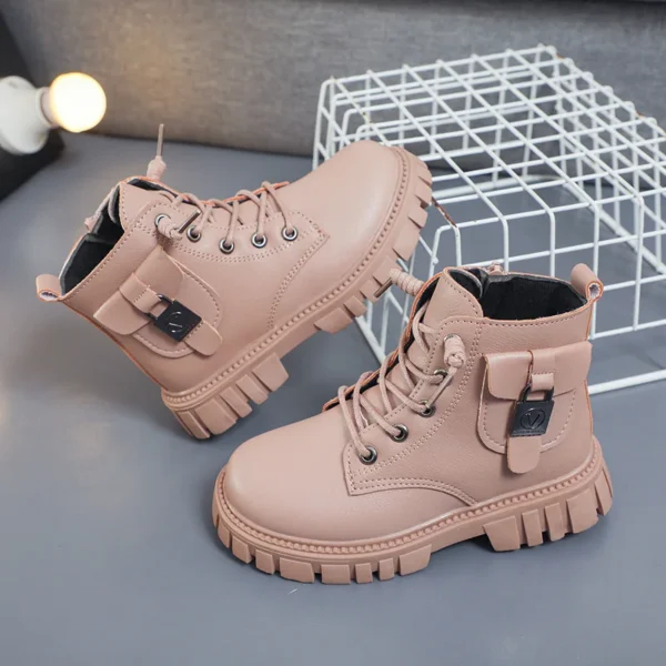 Bottes de rinçage en cuir PU pour enfants, bottes courtes pour tout-petits, garçons et filles, mode non ald, automne et hiver - Image 4
