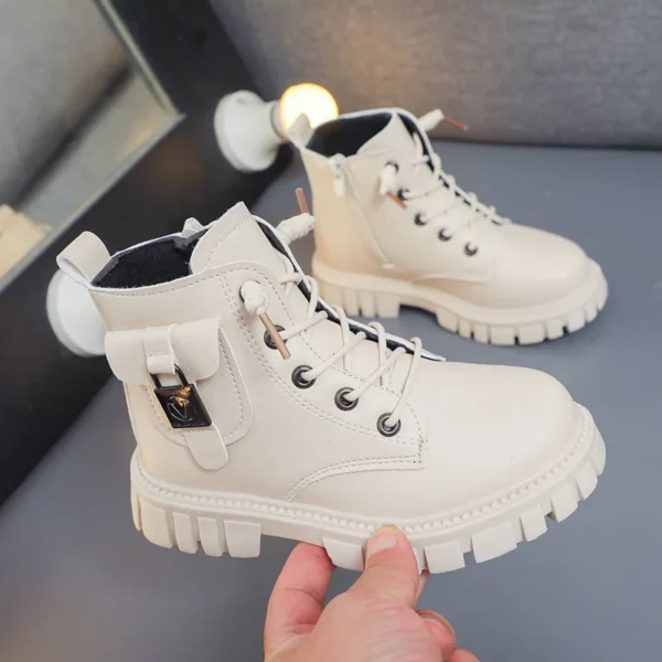 Bottes de rinçage en cuir PU pour enfants, bottes courtes pour tout-petits, garçons et filles, mode non ald, automne et hiver - Image 3