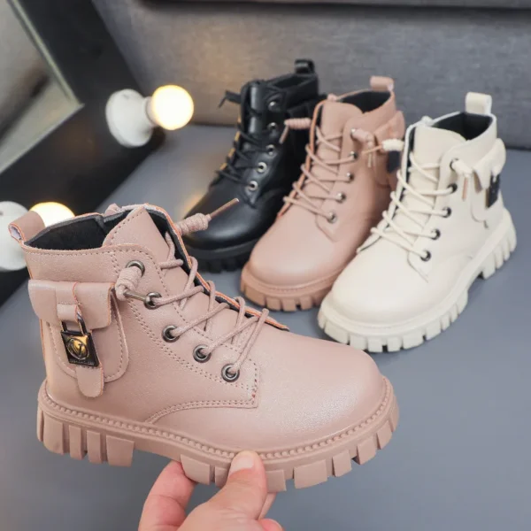 Bottes de rinçage en cuir PU pour enfants, bottes courtes pour tout-petits, garçons et filles, mode non ald, automne et hiver